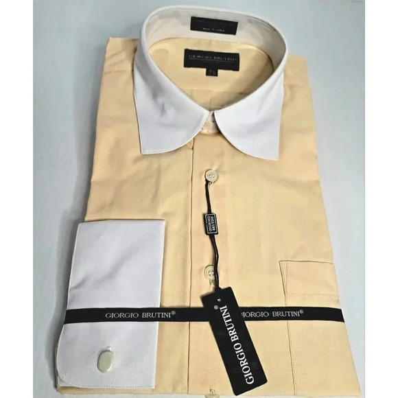Giorgio Brutini Other - Giorgio Brutini Mens Shirt 15 1/2 (34/35) French Cuff Beige New With Tags